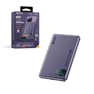 XPower 生活用品超級市場推薦：XPower MagDigita5 ² 第2代 彩屏顯示 鋁合金外殼 5000mAh PD3.0+ QI2 磁吸移動電源 紫色 (MAGDIGITA52 XP-MDT52-PP)
